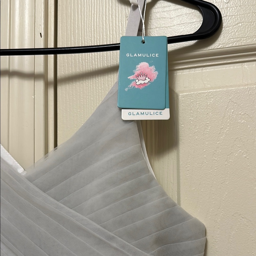 Silver Gray Ruched Backless Bustier Prom Dress - Picture 2 of 9